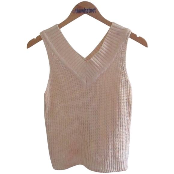 Vintage Ramie Cotton Sweater Vest Neutral V Neck Cropped XS - Picture 17 of 17